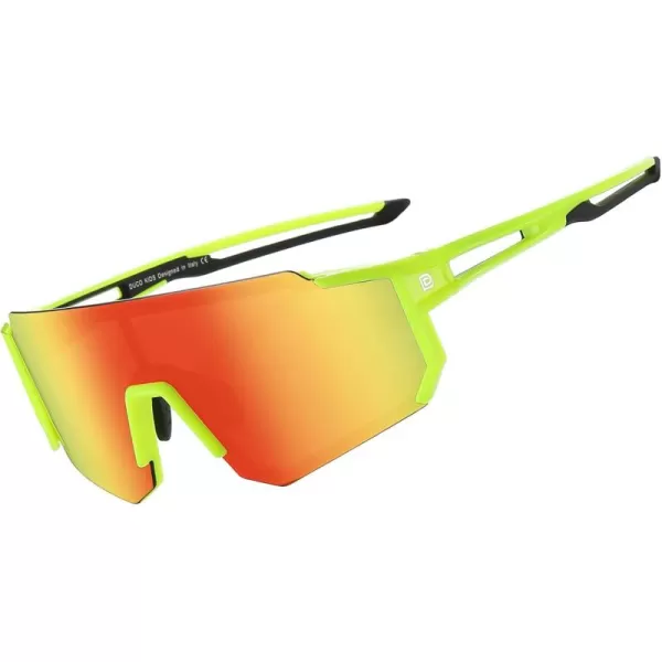 DUCO Polarized Kids Sunglasses Youth Sports Cycling Shades Lightweight Frame UV400 Child Boys Girls Baseball SunGlasses DK310Fluore Green Frame Black Temple Revo Orange Lens