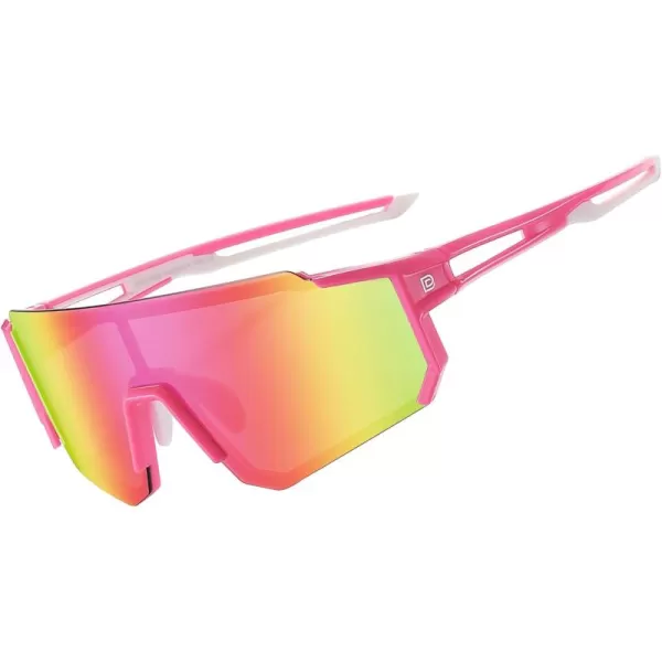 DUCO Polarized Kids Sunglasses Youth Sports Cycling Shades Lightweight Frame UV400 Child Boys Girls Baseball SunGlasses DK310Pink Frame White Pink Temple Revo Pink Lens