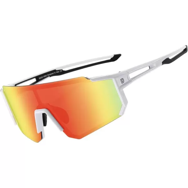 DUCO Polarized Kids Sunglasses Youth Sports Cycling Shades Lightweight Frame UV400 Child Boys Girls Baseball SunGlasses DK310White Frame Black Temple Revo Orange Lens