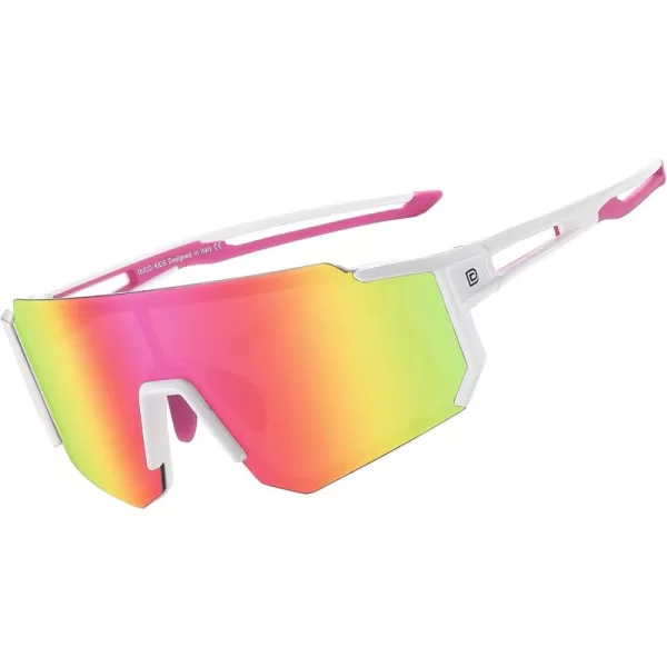 DUCO Polarized Kids Sunglasses Youth Sports Cycling Shades Lightweight Frame UV400 Child Boys Girls Baseball SunGlasses DK310White Frame Purple Temple Revo Purple Lens