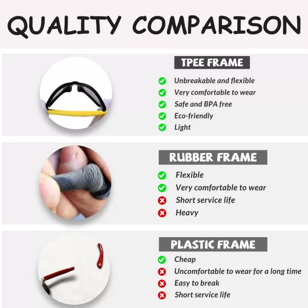 DUCO Cute Polarized Kids Sunglasses for Girls Boys Flexible Children Shades UV Protection Age 610 K018Black Frame Yellow Temple
