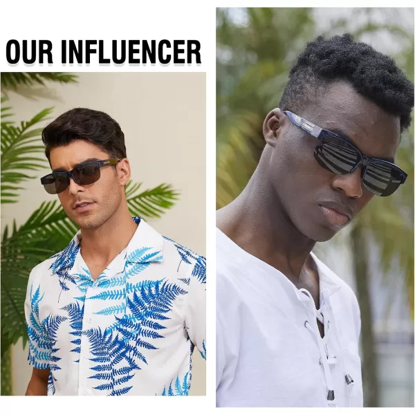 DUCO Fit Over Glasses Unisex Wraparound Glasses Fashion Rimless Wear Over Glasses Polarized Sunglasses for Men and Women 8960Transparent Blue Frame Grey Lens