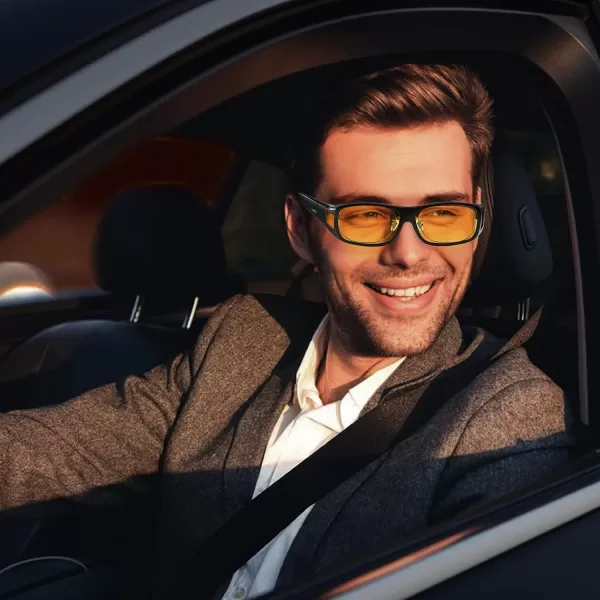 DUCO Night Vision Glasses for Driving at Dusk Rainy Day Anti Glare Fit Over Wrap Around Eyewear Glasses UV400 Polarized 8953YBlack Size L