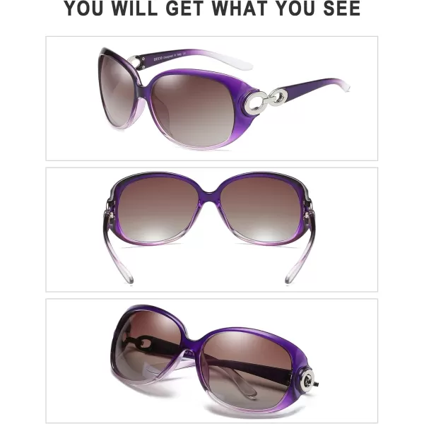 DUCO Oversized Polarized Sunglasses for Women Retro Trendy Frame Vintage Ladies Shades UV Protection 1220Gradient Purple Frame Brown Lens
