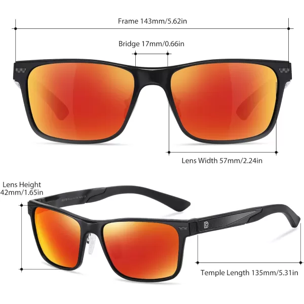 DUCO Polarized Sunglasses for Men Vintage Aluminum Frame Retro Sports Sun Glasses Driving Shades 100 UV Protection 8207Black Frame Revo Red Lens