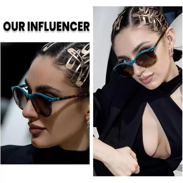 DUCO Retro Round UV400 Polarized Sunglasses for Women Men Vintage Shades Classic Acetate Trendy Fashion Sunglass DC1230Aoceanic Tortoise Frame Brown Lens