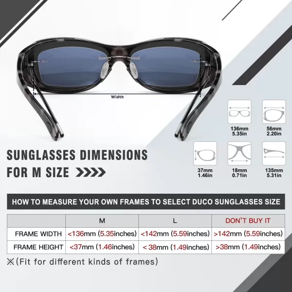 DUCO Wraparound Fitover Glasses Polarized Wear Over Sunglasses for Men Women UV Protection Sun Glasses Driving 8953M Size Grey Tortoise Frame Grey