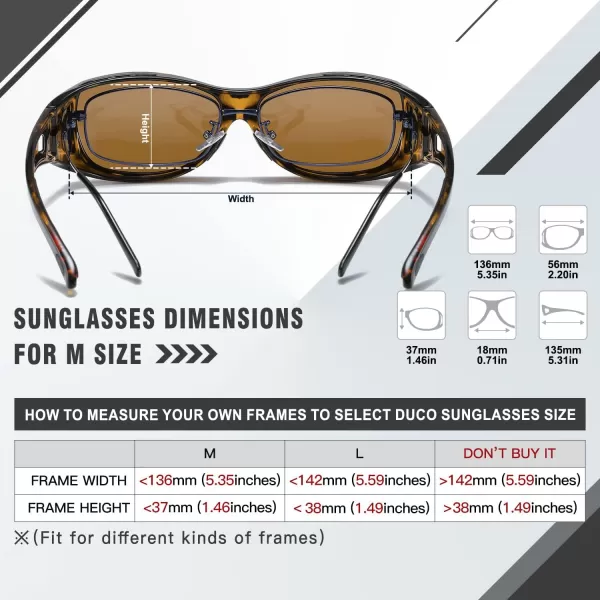 DUCO Wraparound Fitover Glasses Polarized Wear Over Sunglasses for Men Women UV Protection Sun Glasses Driving 8953M Size Tortoise Brown