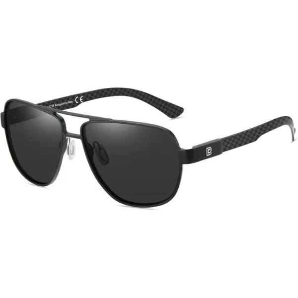 DUCO Aviator Sunglasses For Men Polarized Sunglasses Men UV Protection Carbon Fiber Temple Mens Sun glasses For Driving 3051Black Frame Grey Lens