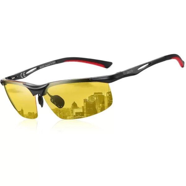 DUCO Nightvision Glasses Antiglare Night Driving Eyewear Polarized Glasses 2181YBlack Frame Yellow Lens