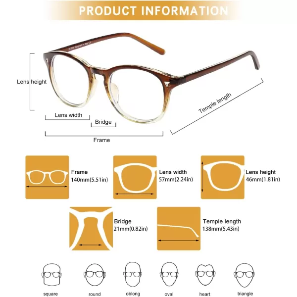 DUCO Blue Light Blocking Computer Reading Eyewear GlassesUV Protection DC5206Gradient Brown