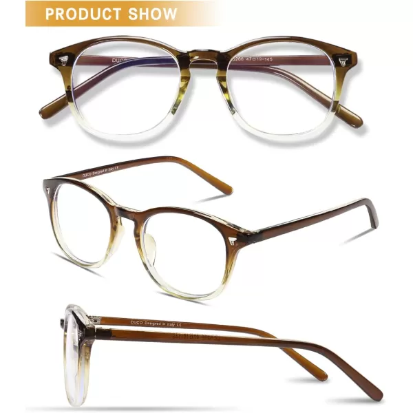 DUCO Blue Light Blocking Computer Reading Eyewear GlassesUV Protection DC5206Gradient Brown