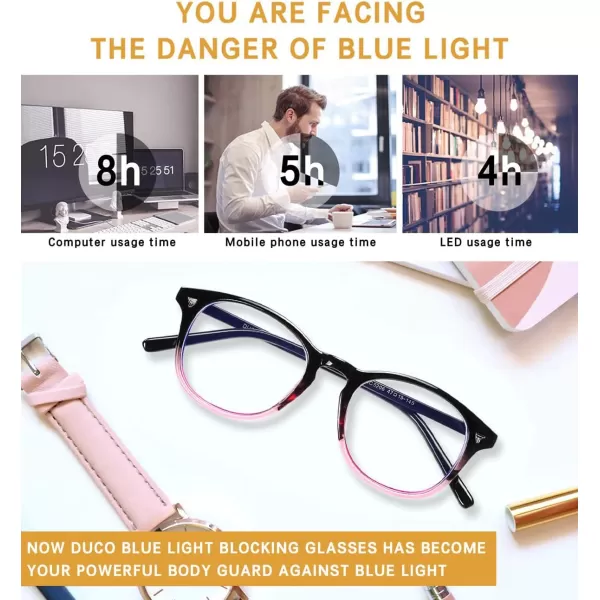 DUCO Blue Light Blocking Computer Reading Eyewear GlassesUV Protection DC5206Gradient Purple