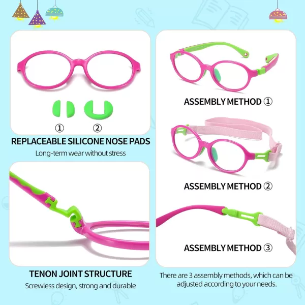 DUCO Blue Light Blocking Glasses for Kids Boys Girls Gaming Computer Glasses for Kids Age 510 K026Rose Red Frame Green Temple