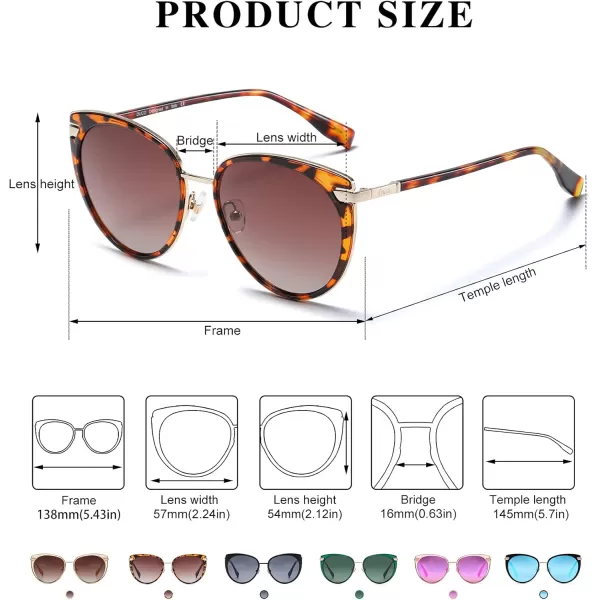 DUCO Cat Eye Sunglasses for Women Retro Polarized Womens Sun Glasses 90s Vintage Shades UV Protection DC1222Tortoise Frame Brown Lens