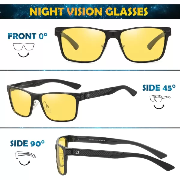 DUCO Rectangular Polarized Sunglasses for Men Vintage Sun Glasses Driving Fishing Golf UV protection Shades 8207Black Frame Yellow Lens