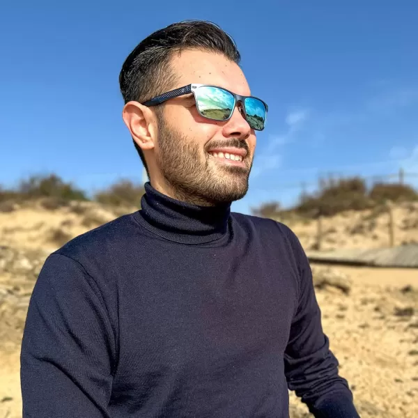 DUCO Rectangular Polarized Sunglasses for Men Vintage Sun Glasses Driving Fishing Golf UV protection Shades 8207Gunmetal Frame Revo Blue Lens