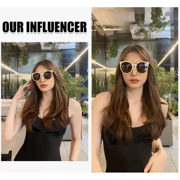 DUCO Retro Sunglasses Women Polarized Round Sun Glasses Vintage UV400 Protection Acetate Frame DC2340Beige Frame Brown Lens