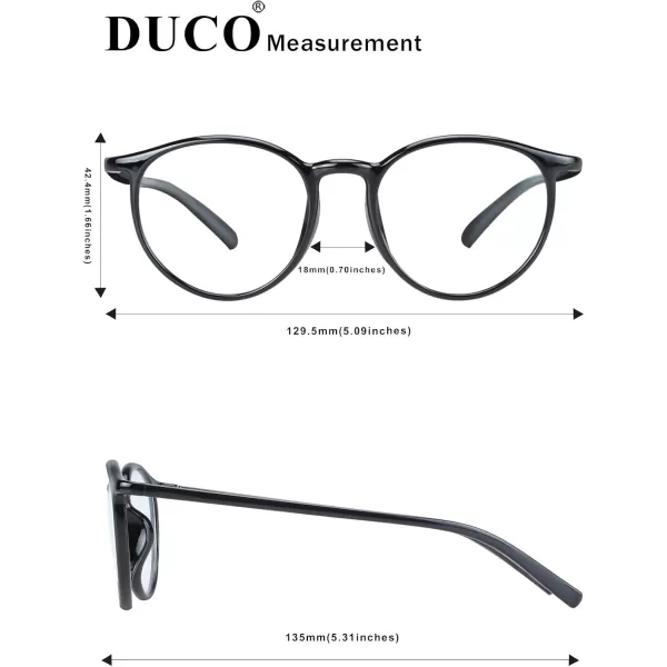 DUCO Superlight Blue Light Blocking Computer Reading and Gaming Eyewear GlassesAnti Blue Light 100 UV Protection 305Shine Black