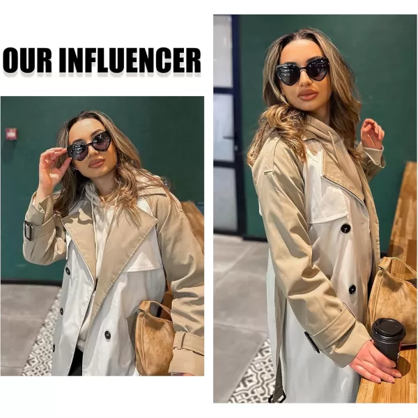 DUCO Trendy Heart Polarized Sunglasses for Women Narrow 1206Black Frame Grey Lens