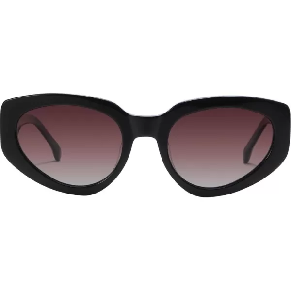 DUCO Cat Eye Sunglasses for Women Polarized UV400 Protection Acetate Frame Vintage Sun glasses DC1103Shine Black Frame Gradient Brown Lens