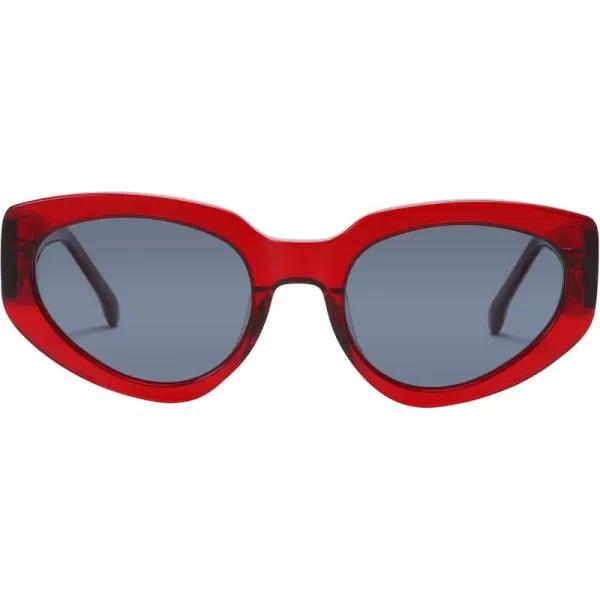 DUCO Cat Eye Sunglasses for Women Polarized UV400 Protection Acetate Frame Vintage Sun glasses DC1103Wine Red Frame Grey Lens