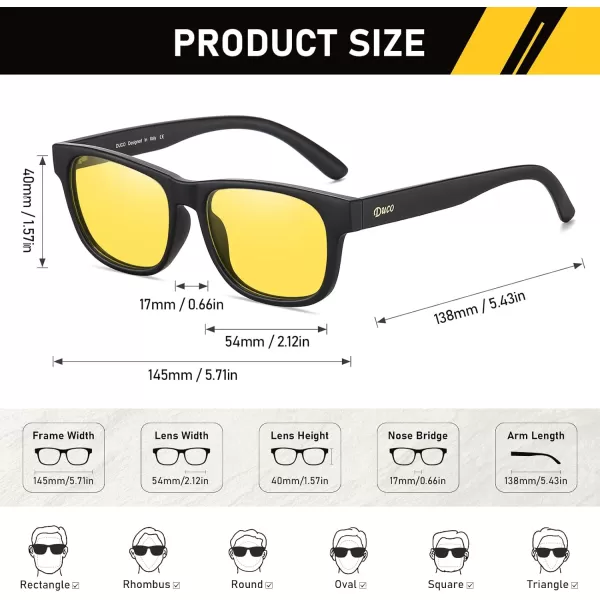 imageDUCO Night Vision Glasses for Men and Women Anti Glare Night Driving Glasses Polarized UV400 Protection Yellow Glasses 223Black Frame Night Vision Lens