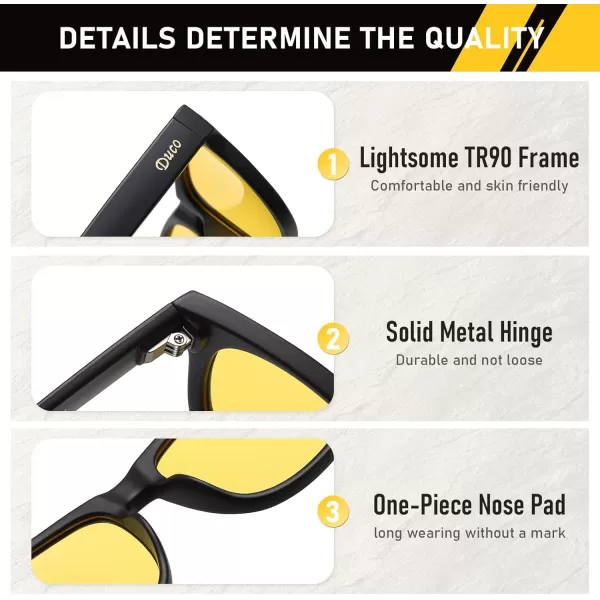 imageDUCO Night Vision Glasses for Men and Women Anti Glare Night Driving Glasses Polarized UV400 Protection Yellow Glasses 223Black Frame Night Vision Lens