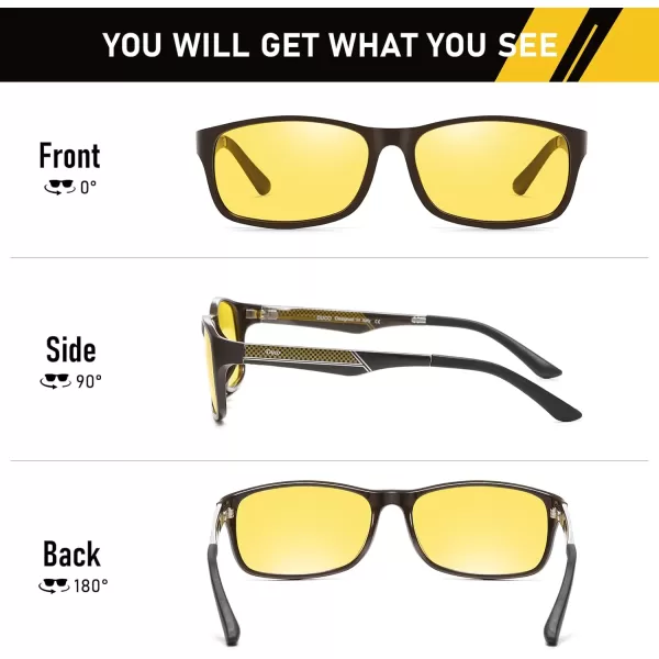 imageDUCO Night Vision Glasses for Men and Women Anti Glare Night Driving Glasses Polarized UV400 Protection Yellow Glasses 223Brown Frame Night Vision Lens