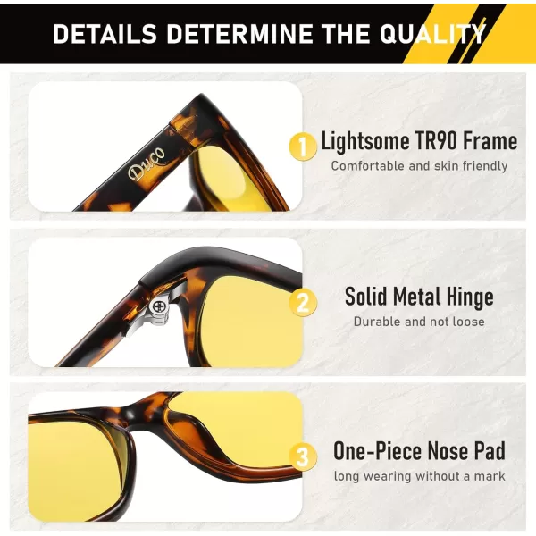 imageDUCO Night Vision Glasses for Men and Women Anti Glare Night Driving Glasses Polarized UV400 Protection Yellow Glasses 223Tortoise Frame Night Vision Lens