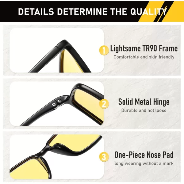 imageDUCO Night Vision Glasses for Men and Women Anti Glare Night Driving Glasses Polarized UV400 Protection Yellow Glasses 306YBlack Frame Night Vision Lens