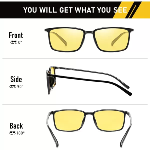 imageDUCO Night Vision Glasses for Men and Women Anti Glare Night Driving Glasses Polarized UV400 Protection Yellow Glasses 306YBlack Frame Night Vision Lens