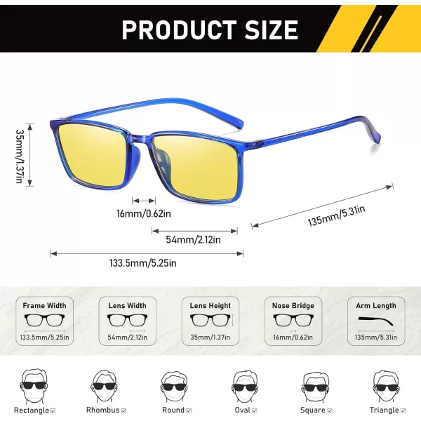 imageDUCO Night Vision Glasses for Men and Women Anti Glare Night Driving Glasses Polarized UV400 Protection Yellow Glasses 306YBlue Frame Night Vision Lens