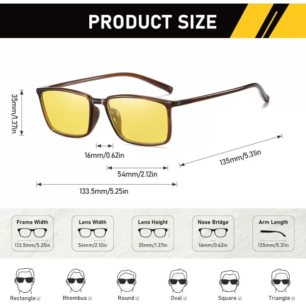 imageDUCO Night Vision Glasses for Men and Women Anti Glare Night Driving Glasses Polarized UV400 Protection Yellow Glasses 306YBrowm Frame Night Vision Lens