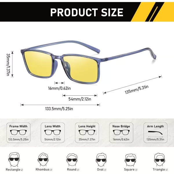 imageDUCO Night Vision Glasses for Men and Women Anti Glare Night Driving Glasses Polarized UV400 Protection Yellow Glasses 306YTransparent Blue Frame Night Vision Lens