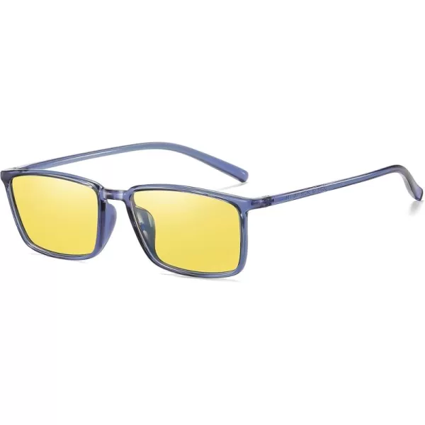 imageDUCO Night Vision Glasses for Men and Women Anti Glare Night Driving Glasses Polarized UV400 Protection Yellow Glasses 306YTransparent Blue Frame Night Vision Lens
