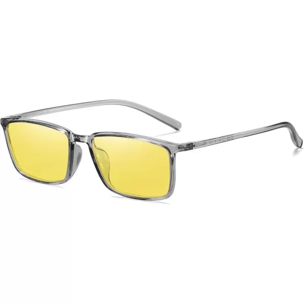 imageDUCO Night Vision Glasses for Men and Women Anti Glare Night Driving Glasses Polarized UV400 Protection Yellow Glasses 306YTransparent Gray Frame Night Vision Lens