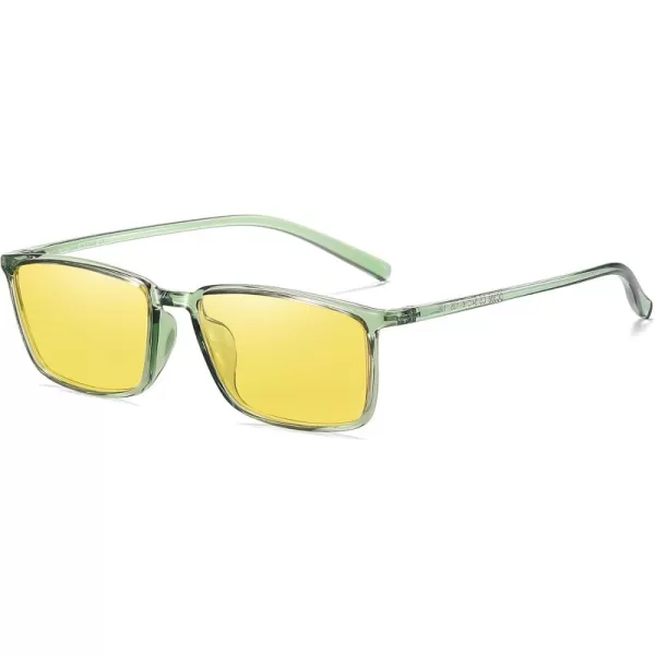 imageDUCO Night Vision Glasses for Men and Women Anti Glare Night Driving Glasses Polarized UV400 Protection Yellow Glasses 306YTransparent Green Frame Night Vision Lens