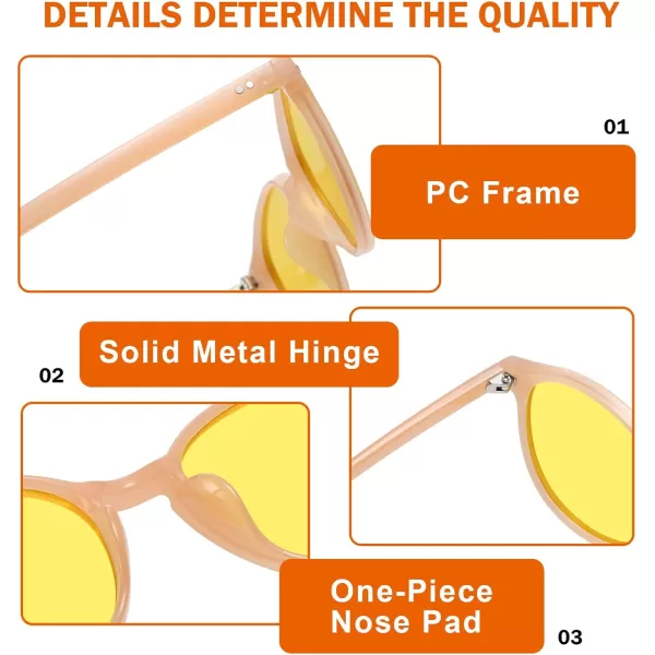 imageDUCO Round Polarized SunglassesNight Vision Driving Glasses for Women Men Anti Glare Yellow Glasses 5202YOrange