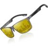 imageDUCO Night Vision Glasses for Men Anti Glare Polarized Yellow Lens Sunglasses Nighttime Running Fishing Driving Glasses 8125YGunmetal Frame Night Vision Lens