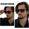 imageDUCO Mens Sunglasses Polarized Rectangle Sunglass for Men Lightweight Carbon Fiber UV400 Protection 8206A Black Frame Black Temple Grey Lens