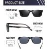 imageDUCO Mens Sunglasses Polarized Rectangle Sunglass for Men Lightweight Carbon Fiber UV400 Protection 8206Black Frame Black Red Temple Grey Lens