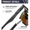 imageDUCO Mens Sunglasses Polarized Rectangle Sunglass for Men Lightweight Carbon Fiber UV400 Protection 8206Black Frame Black Temple Revo Blue Lens