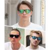 imageDUCO Mens Sunglasses Polarized Rectangle Sunglass for Men Lightweight Carbon Fiber UV400 Protection 8206Black Frame Black Temple Revo Green Lens