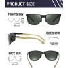 imageDUCO Mens Sunglasses Polarized Rectangle Sunglass for Men Lightweight Carbon Fiber UV400 Protection 8206Black Frame Gold Temple G15 Lens