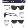 imageDUCO Mens Sunglasses Polarized Rectangle Sunglass for Men Lightweight Carbon Fiber UV400 Protection 8206Black Frame Red Blue Temple Grey Lens