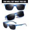 imageDUCO Mens Sunglasses Polarized Rectangle Sunglass for Men Lightweight Carbon Fiber UV400 Protection 8206Blue Frame Blue Temple Grey Lens
