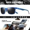 imageDUCO Mens Sunglasses Polarized Rectangle Sunglass for Men Lightweight Carbon Fiber UV400 Protection 8206Blue Frame Blue Temple Grey Lens