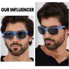 imageDUCO Mens Sunglasses Polarized Rectangle Sunglass for Men Lightweight Carbon Fiber UV400 Protection 8206Blue Frame Blue Temple Grey Lens