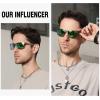 imageDUCO Mens Sunglasses Polarized Rectangle Sunglass for Men Lightweight Carbon Fiber UV400 Protection 8206Gold Frame Gold Temple Revo Green Lens